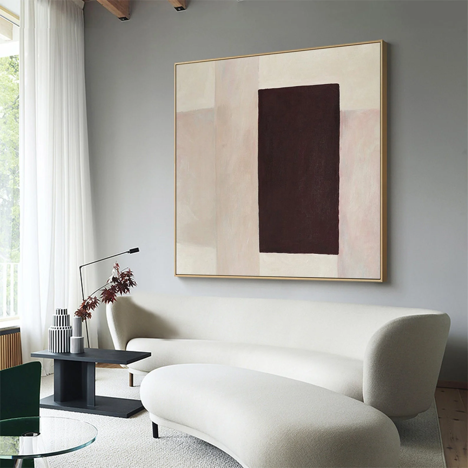 

Hand Painted Abstract Oil Painting On Canvas Wabi Sabi Artwork Minimalist Wall Art Beige Painting Neutral Color Art Room Decor