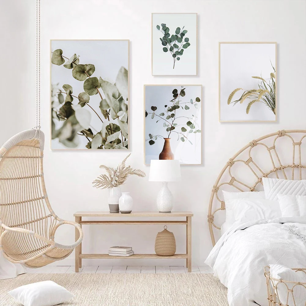 

Botanical Prints Green Leaves Photography Eucalyptus Leaves Wall Art Minimalist Plants Nordic Print Modern Picture Home Decor
