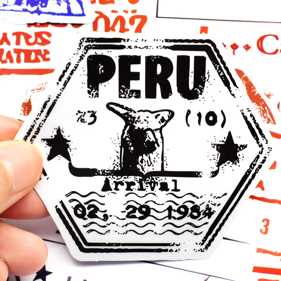 Transparent Postmark Stickers 50 PCS Vintage VISA Stamp Travel Waterproof