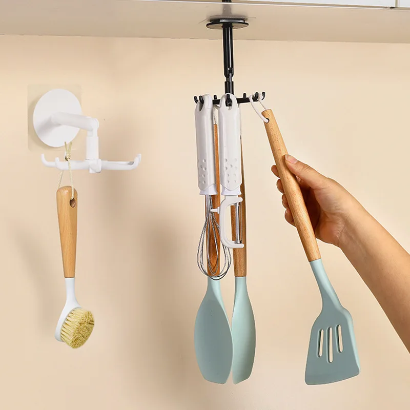 1set Plastic Rotating 7-claw Multifunctional Hook, Kitchen Storage