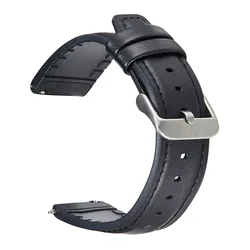 Premium Leather-Silicone Hybrid Watch Strap, 22mm/20mm for 22mm (GTpi-black bksi)