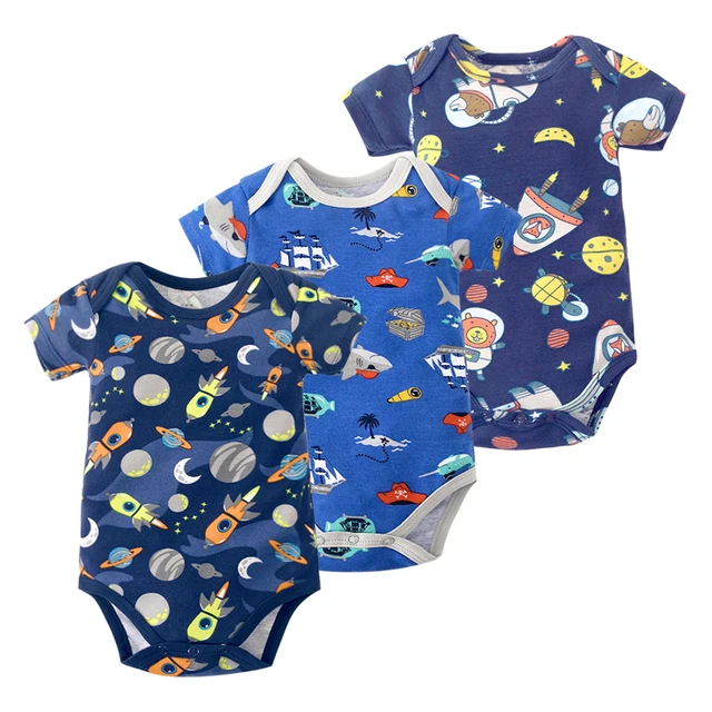 ملابس للأطفال الرضع حديثي الولادة ملابس قصيرة الأكمام مطبوعة من القطن ملابس الرضع 1 قطعة 0-12 شهر