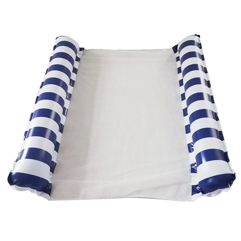 Water Foldable Inflatable Double Floating Row Backrest Striped Water Hammock Floating Play Mesh Recliner Toy Pool Lounge Chair