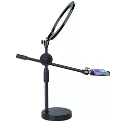 Adjustable Overhead Tripod with Ring Light and Mobile Holder for Photography and Nail Art (With led light)