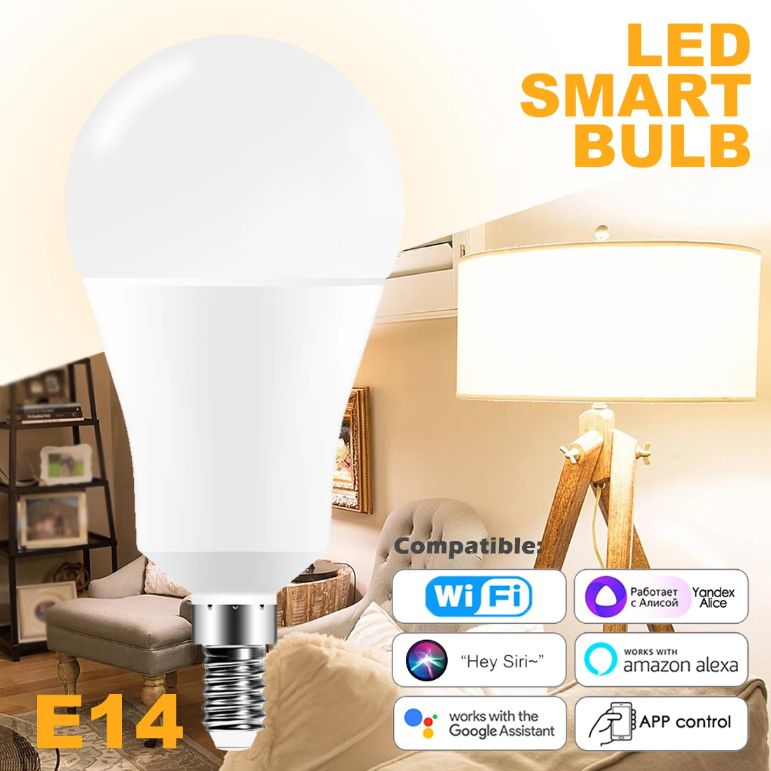E14 Led Bulb Smart Lamp Alexa Yandex Alice Google Home Assistant Siri ...