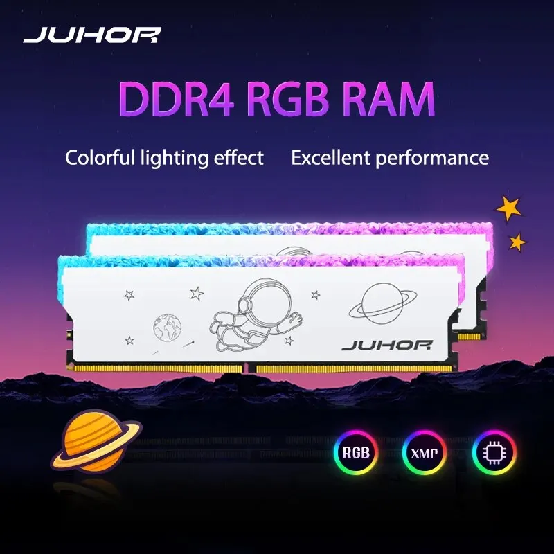 JUHOR RGB DDR4 8GB 16GB 3200MHz Pamięć Ram DDR4 RGB DIMM Pamięć RAM do gier stacjonarnych