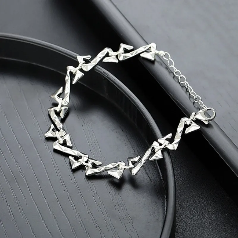Silver Color Geometric Twisted Thorn Line Chain Bracelet for Women Men Niche Design Hiphop Bracelets Party Jewelry Accessories