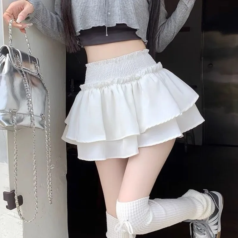 Y2k Harajuku Kawaii Mini Pleated Skirt Women Sweet Ruffle Sexy Skirt Girls Party Dresses Black Skirts White Streetwear New