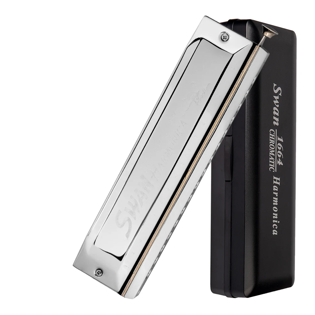 NAOMI Swan Chromatic Harmonica 10/14/16 Holes 40/56/64 Tone Stainless Steel Cover With Precision Engineered Sliding For Beginner