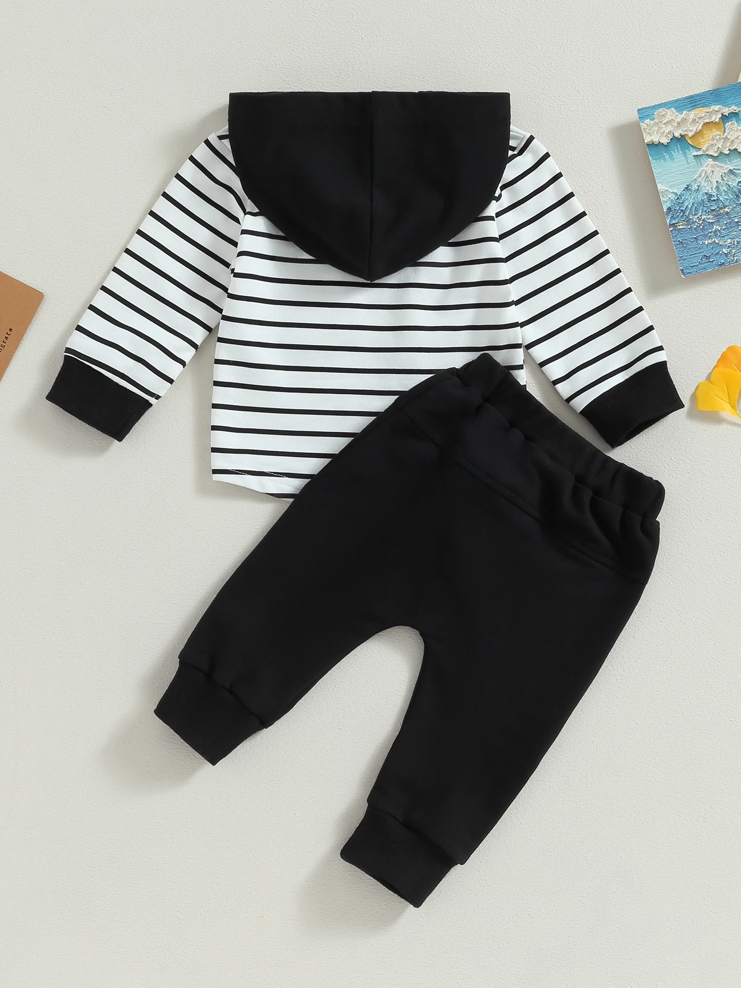 

Baby Boy Fall Winter Clothes Set Stripe Long Sleeve Hoodie Sweatshirt Pants Trousers Outfits Tracksuit with Cozy Warmth and