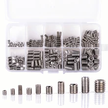 

200pcs Stainless Steel Hex Socket Set Screw Grub Screws Cup Point Assortment Kit M3-M8 With Plastic Box