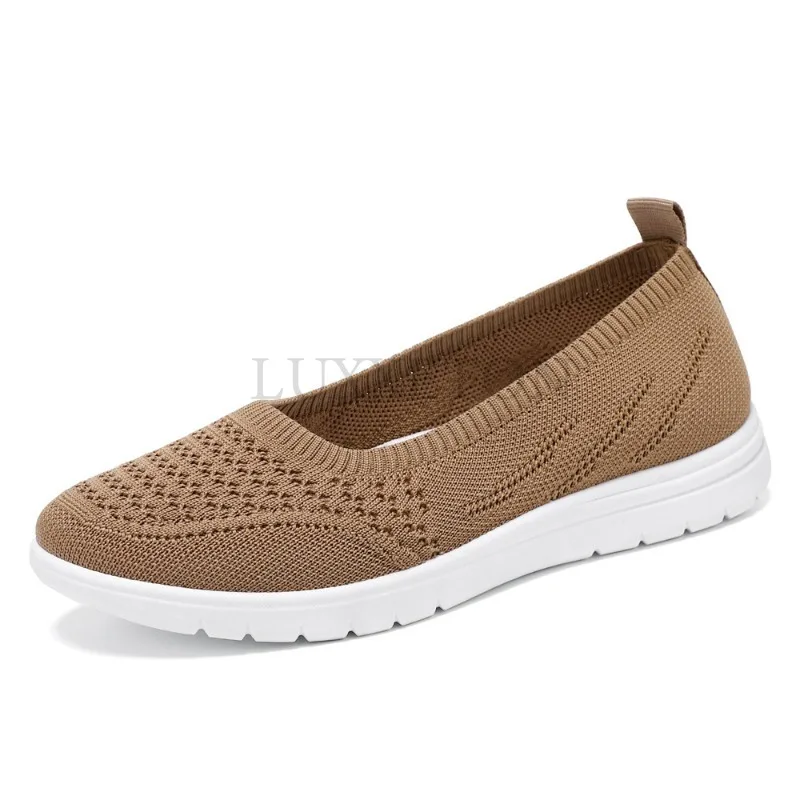 Women's Slip On Solid Color Shoes Summer Fashion Mesh Breathable Casual Shoes Walking Non Slip Platform Sandals Flats Loafers 5