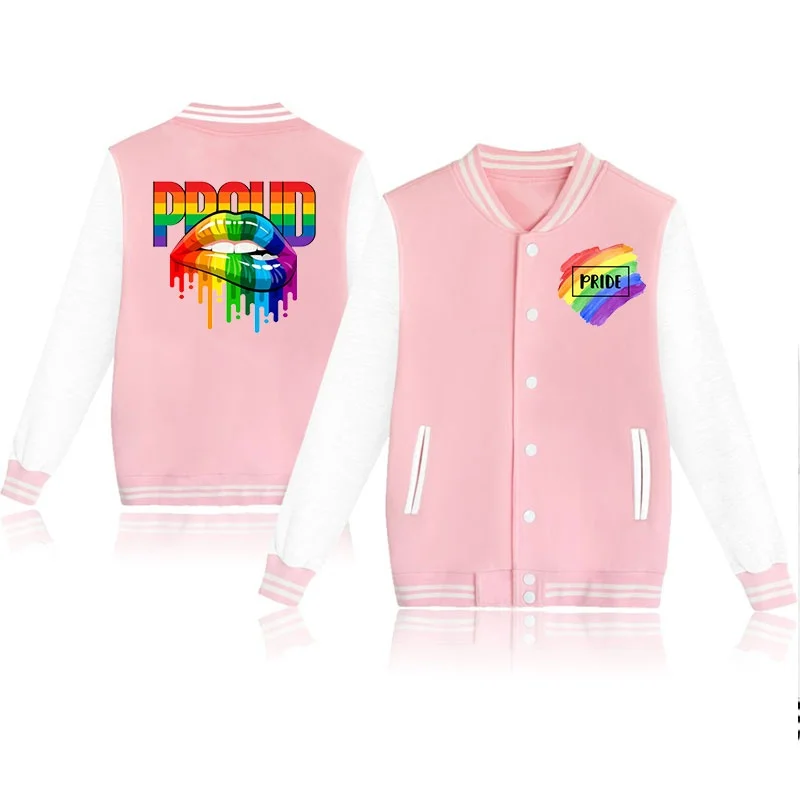 Fashion New LGBT Pride Jacket Coat Fashion Casual Long Sleeve Sweatshirt Women Men Baseball Jacket