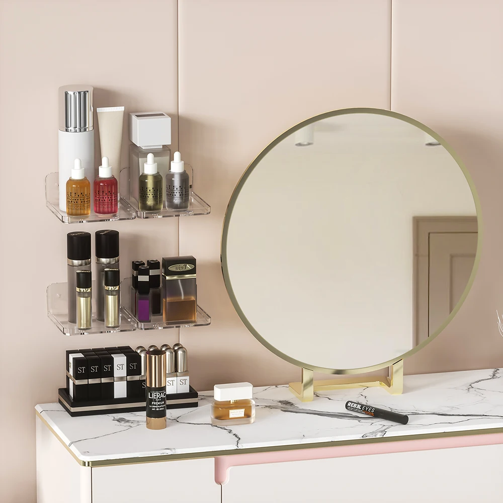 소형 플로팅 선반 접착식 벽걸이형 소형 품목 사운드바 스마트 스피커 스탠드 드릴링이 없는 투명 플라스틱 벽 선반