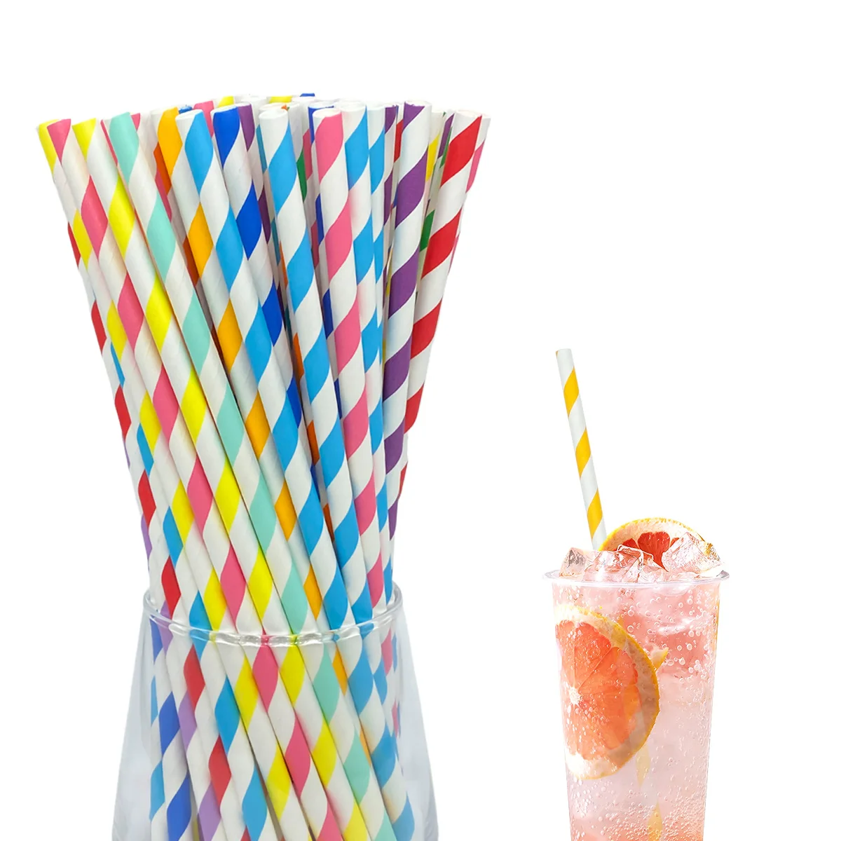 6*197MM Color Series Bulk Paper Straws For Drinkware, Wedding Party, Restaurant Juice, Dessert and DIY Decoration--200 Pcs/Pack