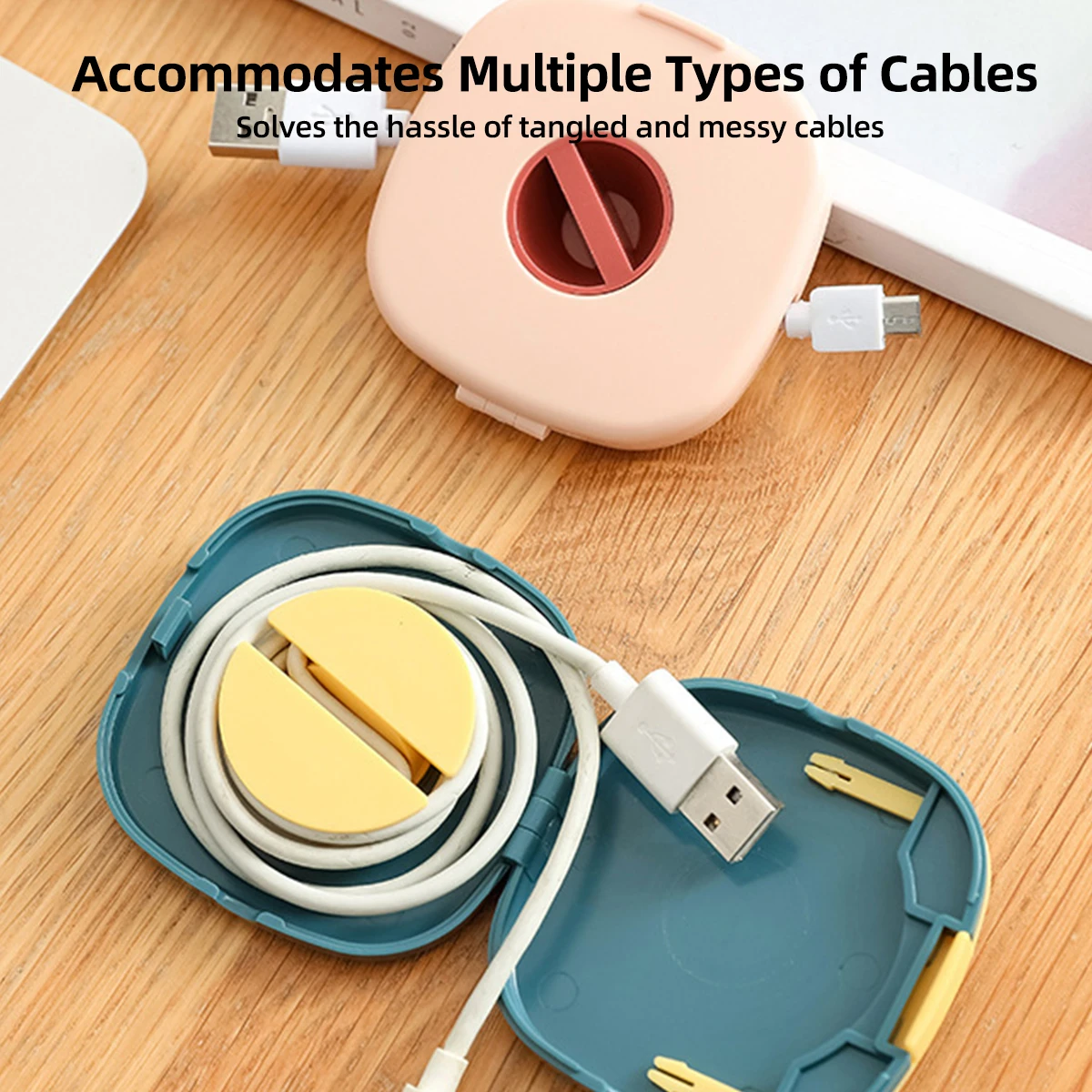 Compact Cable Organizer & Storage Solution - Round Retractable Cord Holder for Home, Office, and Classroom