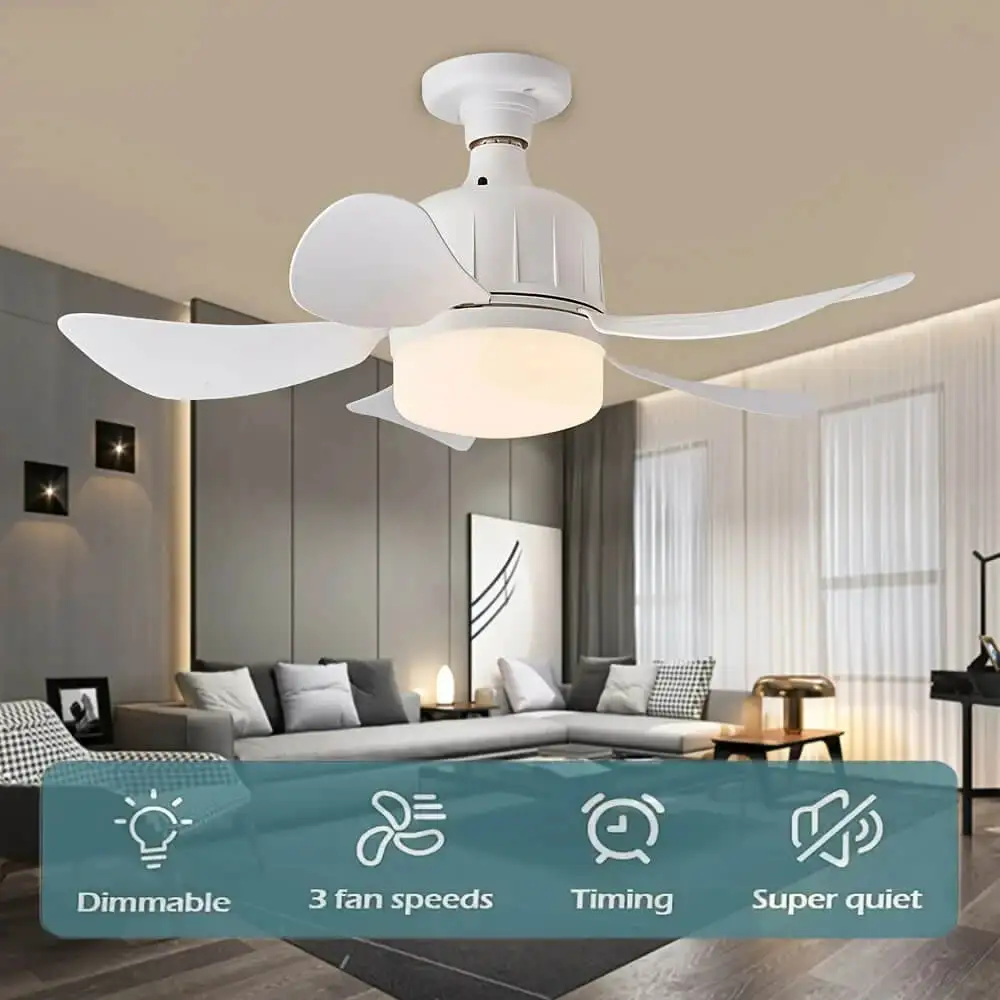 LED Ceiling Fan 17.7in Small Ceiling Fan with 3-Speeds Wireless Fans Lighting For Bedroom and Small Rooms
