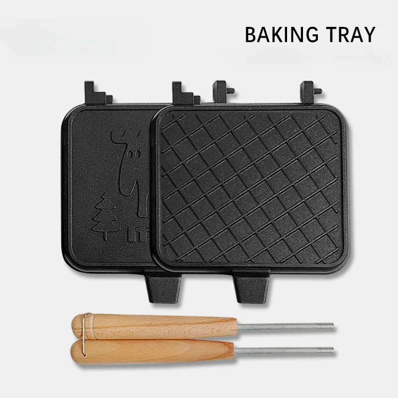 Portable Grilled Cheese Maker Double Sided Detachable Sandwich Cooker Camping Sandwich Maker Toaster With Wooden Handle mini camping stove folding outdoor gas stove portable split cooker for bu