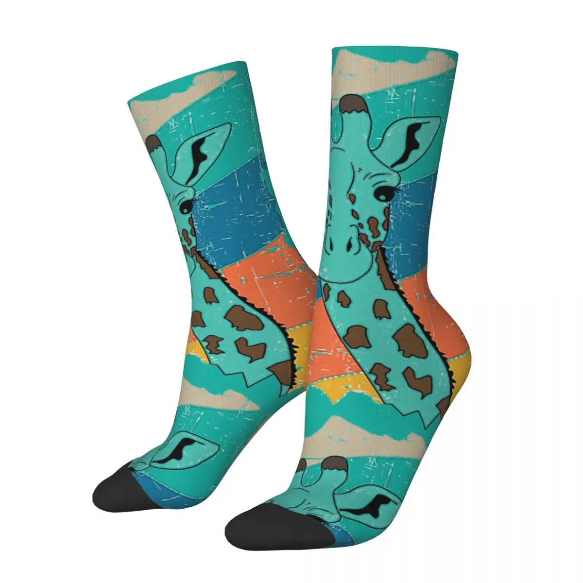 Hip Hop Retro Vintage Giraffa-3 Calzini A Compressione Da Uomo Pazzi Unisex Giraffa Street Style Pattern Stampato Novità Crew Sock