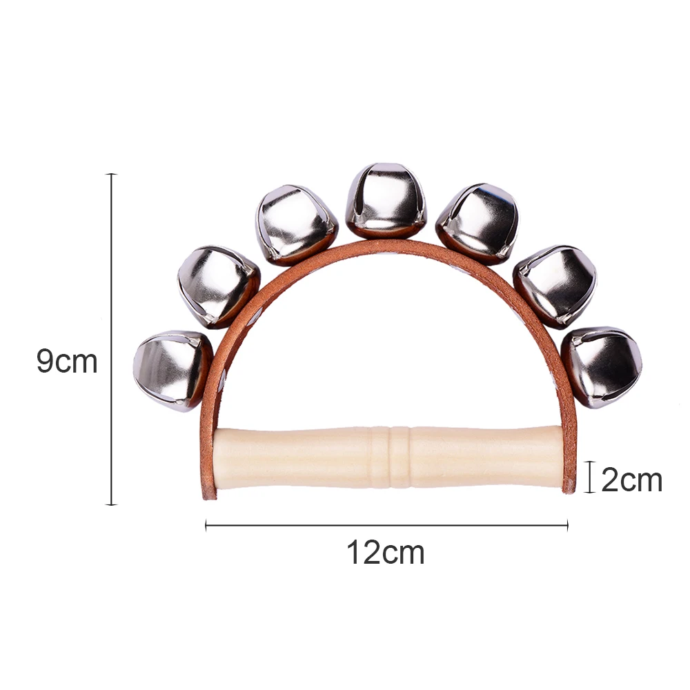 Handbell with 5pcs/7pcs Jingle Bells Wood Handle Musical Instrument Toy for Music Class