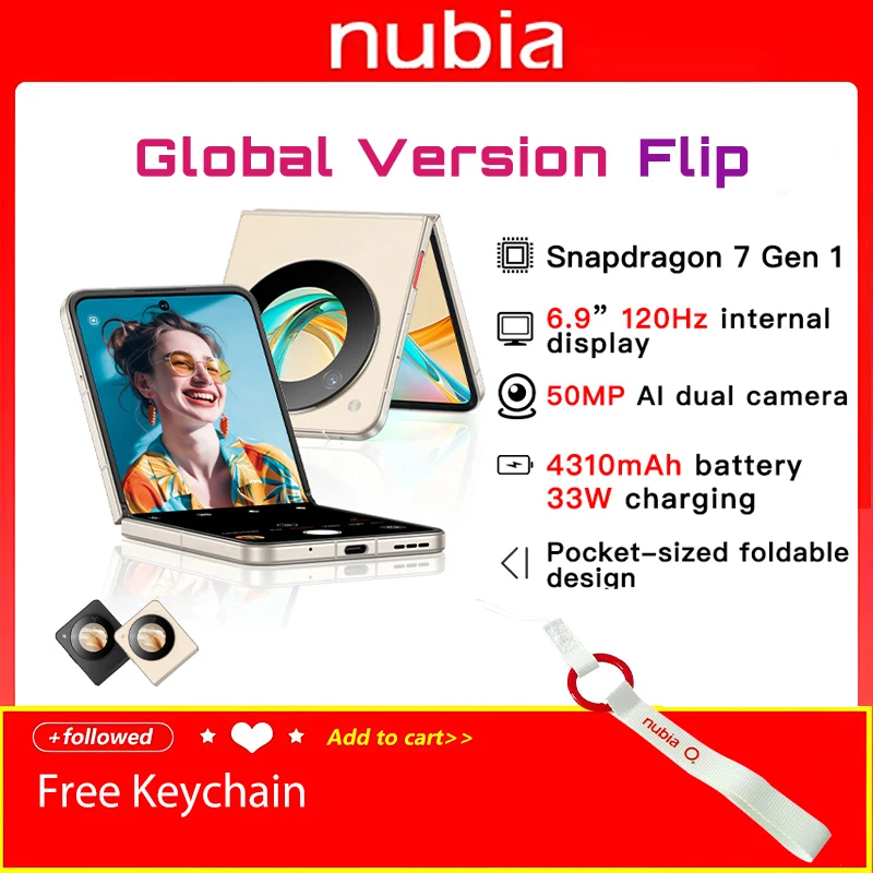 Флип-телефон флип-Nubia NX724J Snapdragon 7 Gen1 6,9 AMOLED 2790*1188 4310 мАч 50MP AI двойная камера