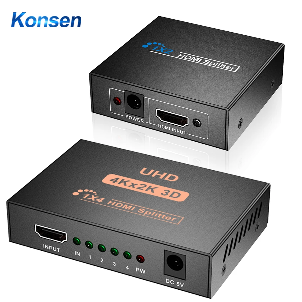 Divisor compatible con HDMI 4k 1 en 4 Out HDCP Full HD 1080p Video HDMI  Splitter 1X2 1X4 Split 1 en 2 Out para HDTV DVD PS3 Xbox|Cables HDMI| -  AliExpress
