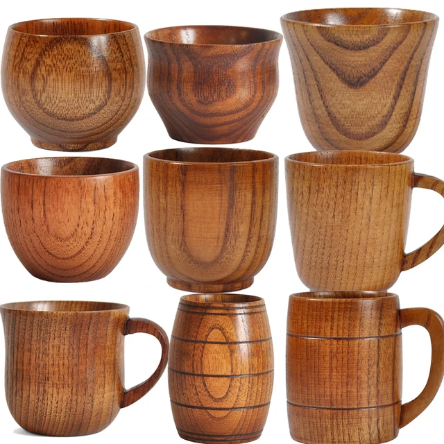 Wooden Cups Handmade Natural Spruce Drinking Wood Cups Beer Coffee Mugs  Milk Water Teacup Kitchen Bar