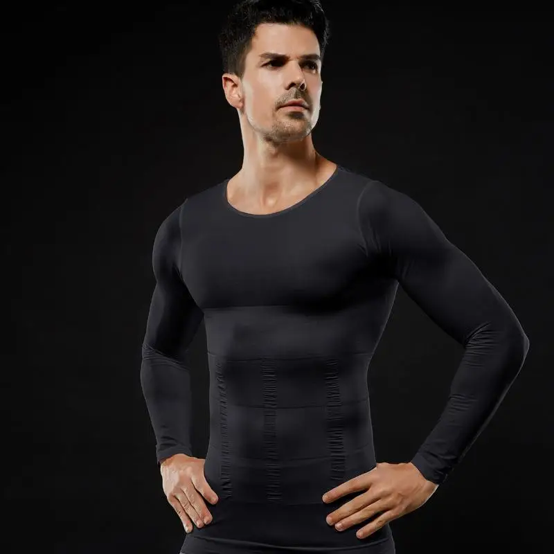 Men Shaper Posture Corrector Corset Slimming Body Belly Trimmer Male Abdominal Girdle Sleeves Undershirt