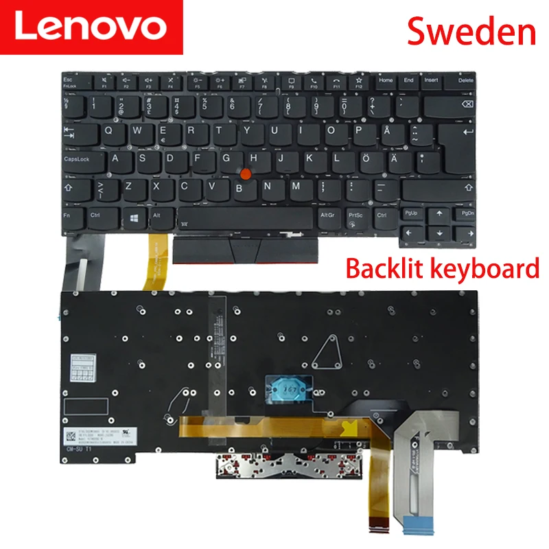 Lenovo-teclado para Notebook Thinkpad Original T490s T495s T14s T14s Reino Unido de fr se si sp Norte da Europa Sn20r66042 02hm280 - Imagem 6