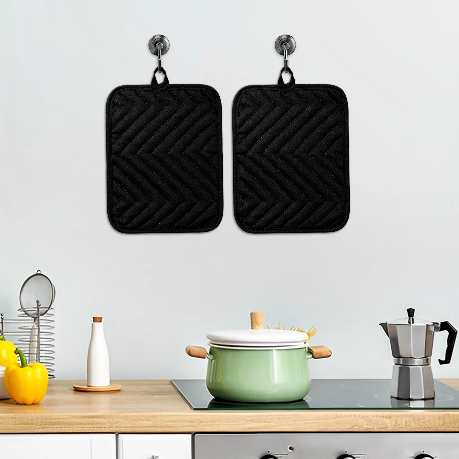 5Pcs Cotton Pot Holders with Pocket Heat Resistant Washable Oven Multipurpose Hot Pad for Kitchen Baking Cooking