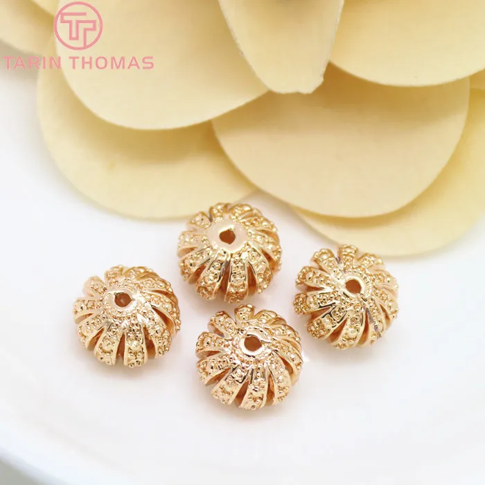 (3097)6PCS 7x11MM 24K Gold Color Plated Brass Hollow Spacer Beads Bracelet High Quality Jewelry Accessories | Украшения и