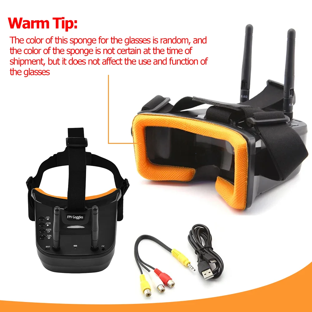 Lunettes FPV VR009 5.8GHz 48CH DVR 1200mAh pour Drone