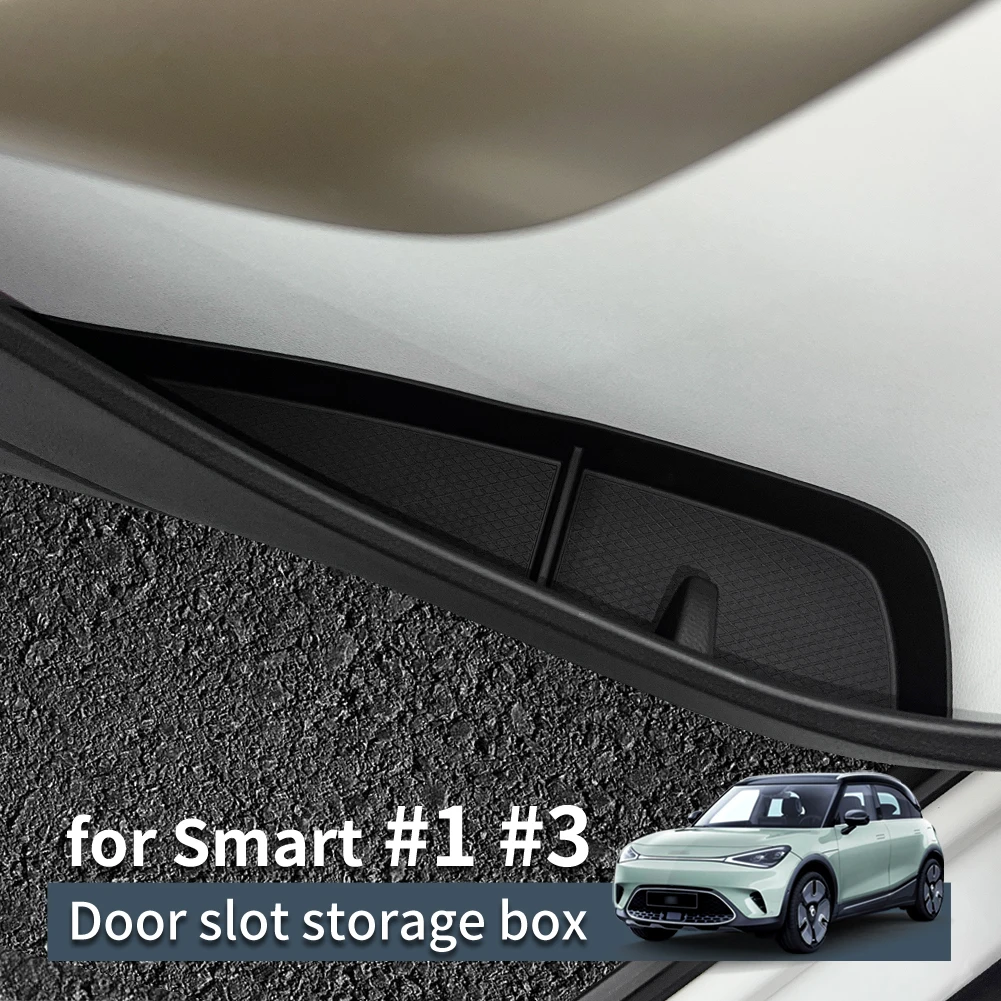 SMABEE Door Side Storage Box for Smart #1 #3 Front Rear Door Handle Organizer Stowing Tidying TPE Car Accessories Black цена и фото