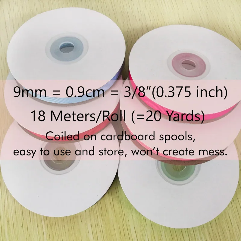 Grosgrain Ribbon 6mm 9mm 36Colors Polyester for Hair Bows Making Sewing 4A