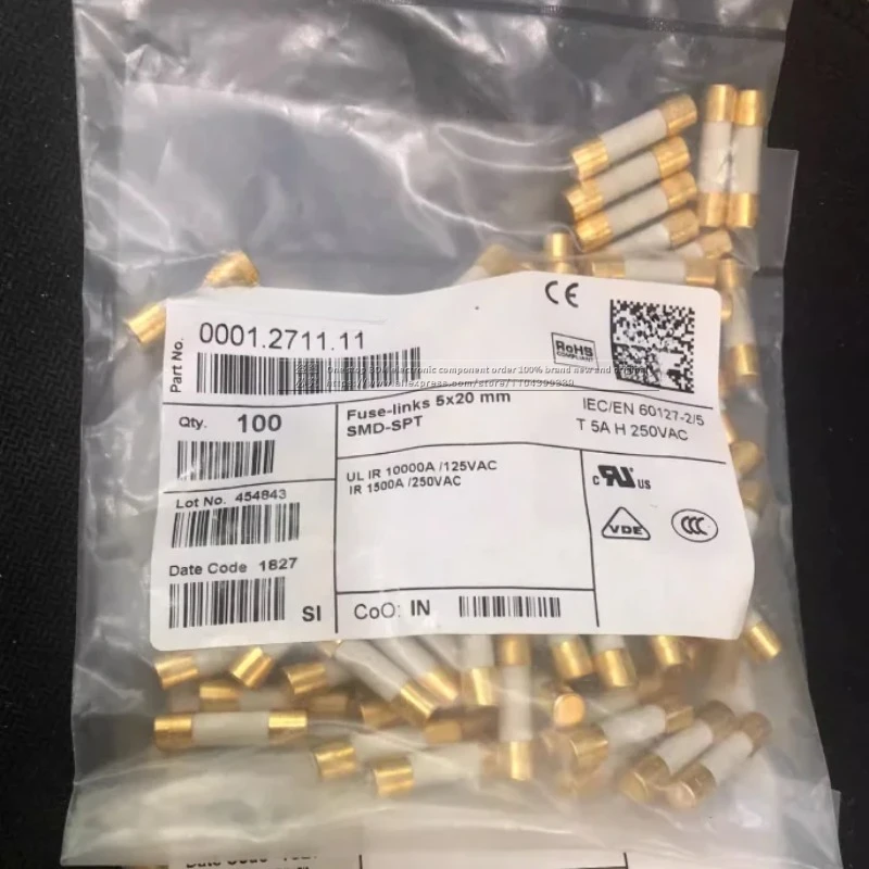 1pcs/lot Original Switzerland SCHURTER Alloy gold-plated audiophile fuse T1A-T16A 5x20mm glass fuse kit