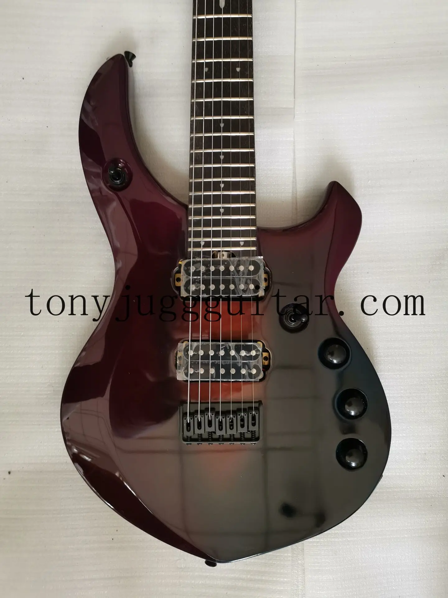 Shop7StringsMusicianManJohnPetrucciMajestyRedElectricGuitarStringThruBodyBridge