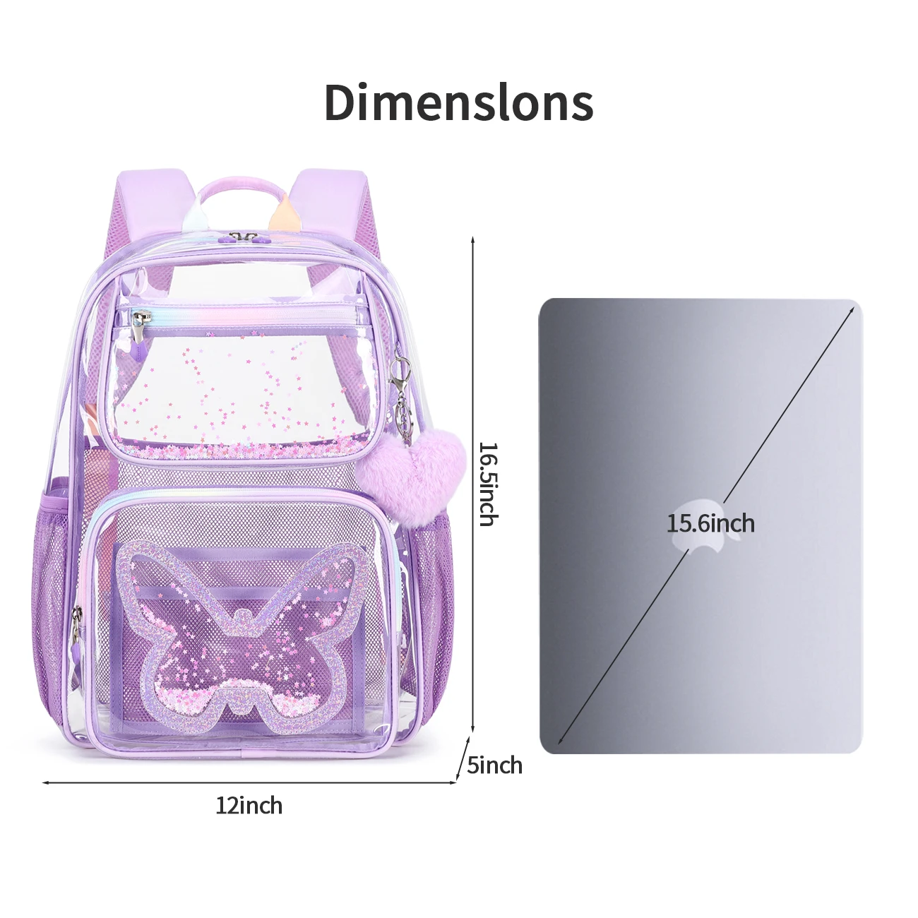 High Quality Waterproof Large Capacity TPU Transparent Clear Women Backpack 6