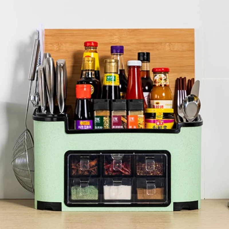 Kitchen supplies organizer Rack Multi-function Spice Storage Box Condiment Bottle Storage Rack tool knife holder shelf mx9121519 6