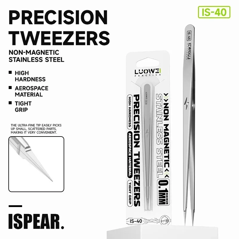 LUOWEI IS-40 High Precision Tweezers for Mobile Phone Repair High Hardness Ultra-fine Straight Tips Jump Wire Clamping Tools precision tweezers tweezer tool phone repair tweezers