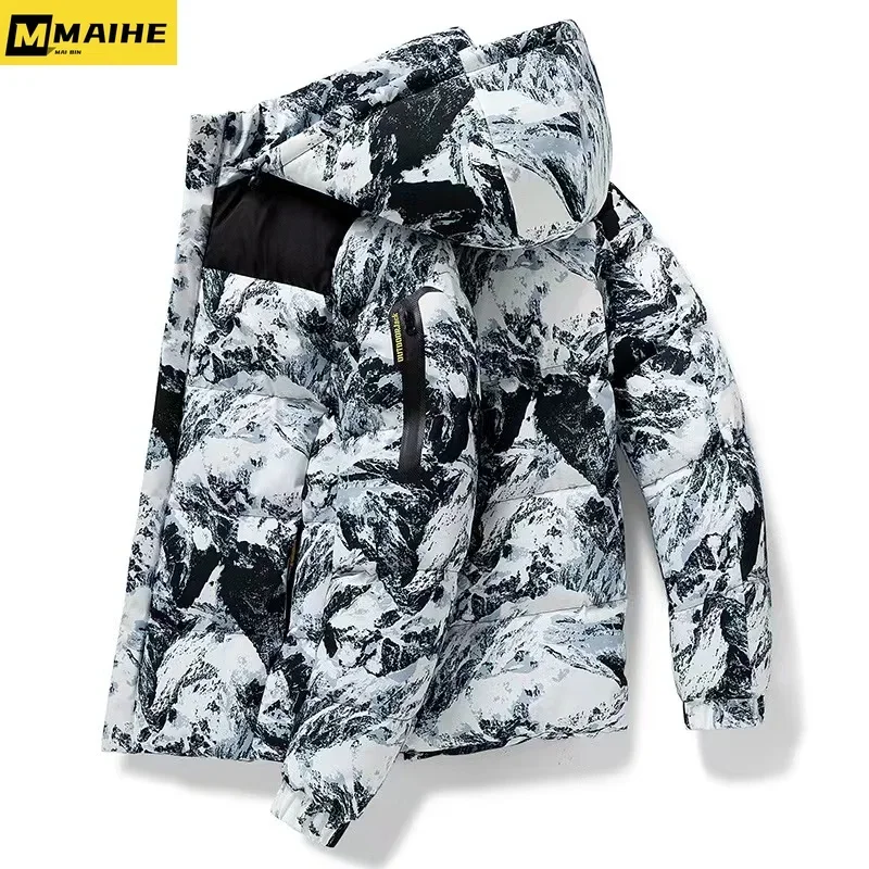 

2023 New Winter Men's Parka Fashionable Camouflage Thickened Hooded Puffer Jacket Men's Sports Casual Windproof Warm Padded Coat