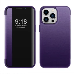 Sleek Shockproof Leather Flip Folio Phone Cover - Ultra Thin Design - iPhone 12 Mini (PURPLE)