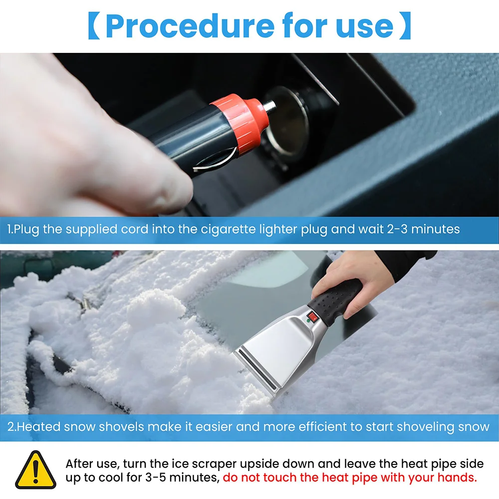 12V Winter Electric Heater Car Ice Scraper Windshield Defrosting Ice Scraper Tool Glass Snow Removal Tools Auto Accessories