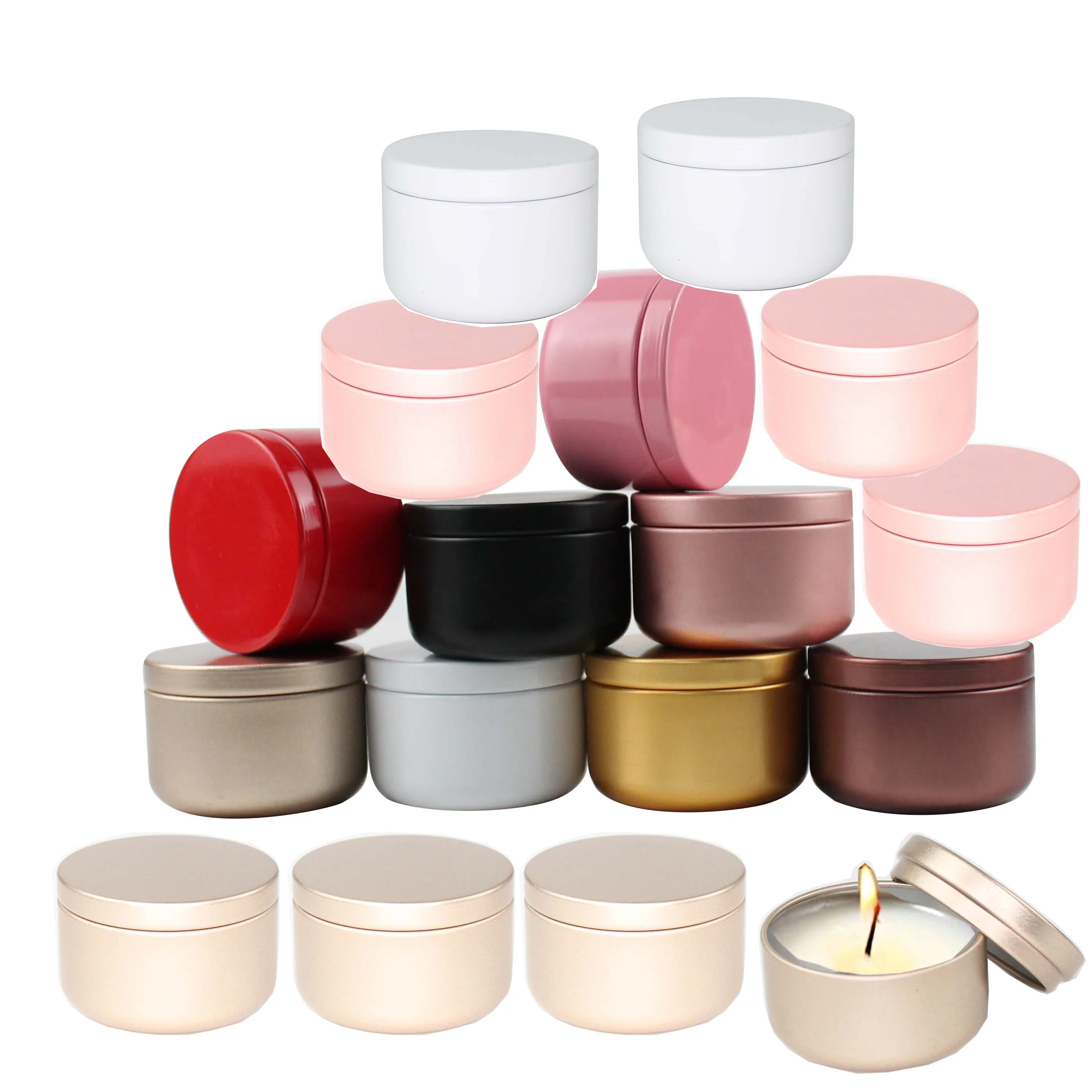 20/30/50pcs Aluminum Candle Tin 50ml Round Candle Containers Cosmetic Jars Oil Cream Pot Empty Aromatherapy Sealed Metal Can 5pcstin storage box classic rectangle boxes sealed tobacco humidor packing case jewlery cans coin organizer metal cigarette case