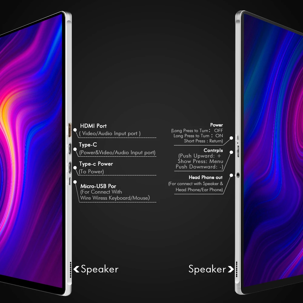 Bimawen  ýۿ ޴ ġ ũ , 15.6 ġ, 4k, HDR, UHD ӿ, C Ÿ, Ips ÷, ͸ , 10000 mAh