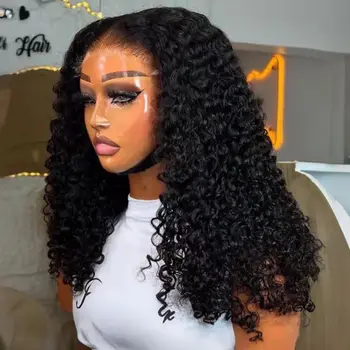 Short Bob Cut Black Color Deep Curly 13X4X1 Lace Front Wigs Synthetic Wig Preplucked With Baby Hair Bleached Knots Glueless Wig