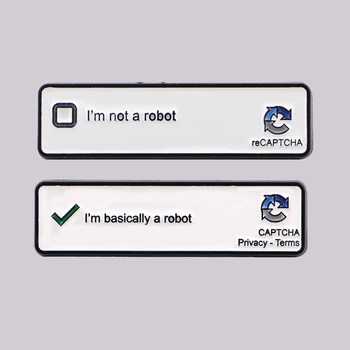 Robot Citazioni Spilla smaltata "Non sono un robot" Spilla Pini Spilla Distintivo Accessori di abbigliamento Gioielli divertenti Regali per amici
