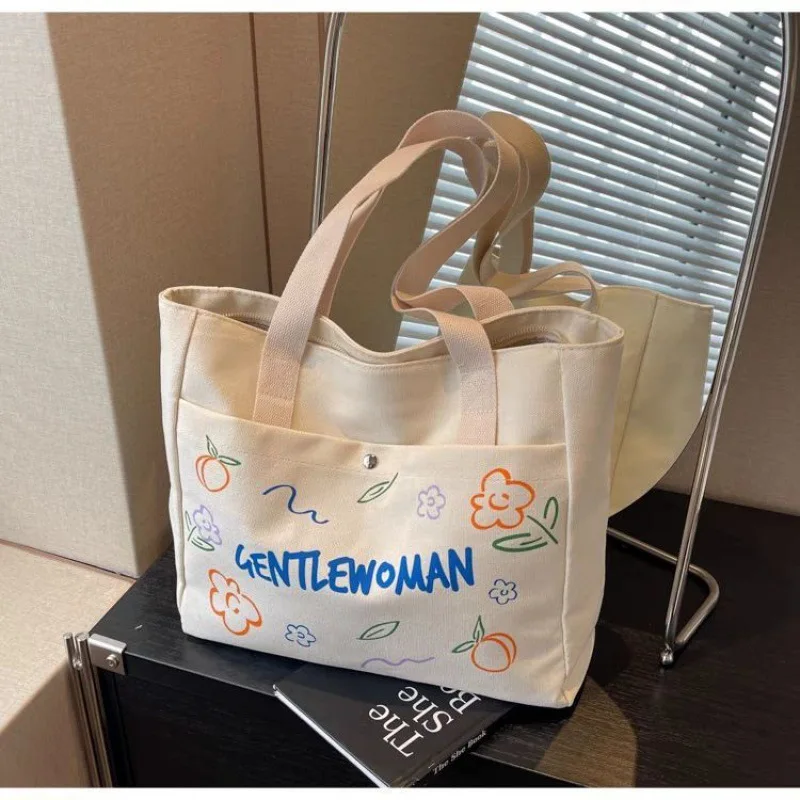 Women Large Capacity Commuting Tote Bag Simple Student Shoulder Bag