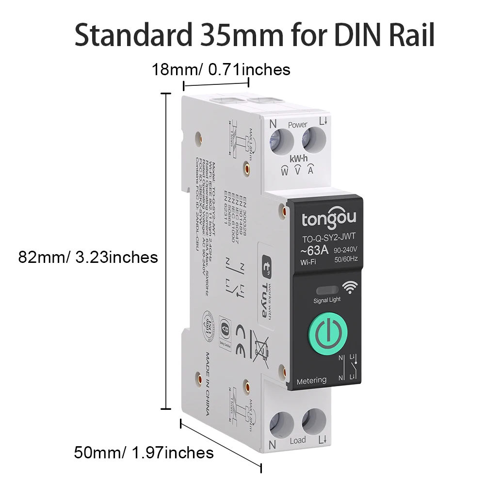 TUYA WiFi Smart Circuit Breaker Over current under voltage protection power mete