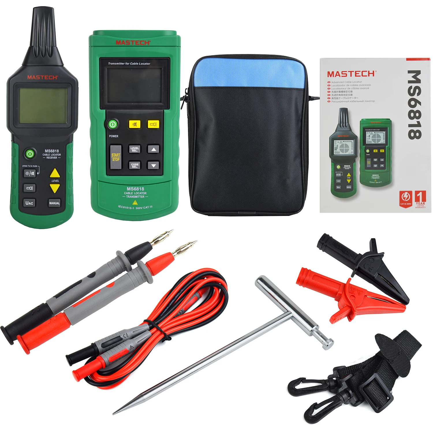 MASTECH MS6818 Portable Professional Wire & Cable Testers Wire Cable Tracker Metal Pipe Locator Detector Tester Line Tracker 5