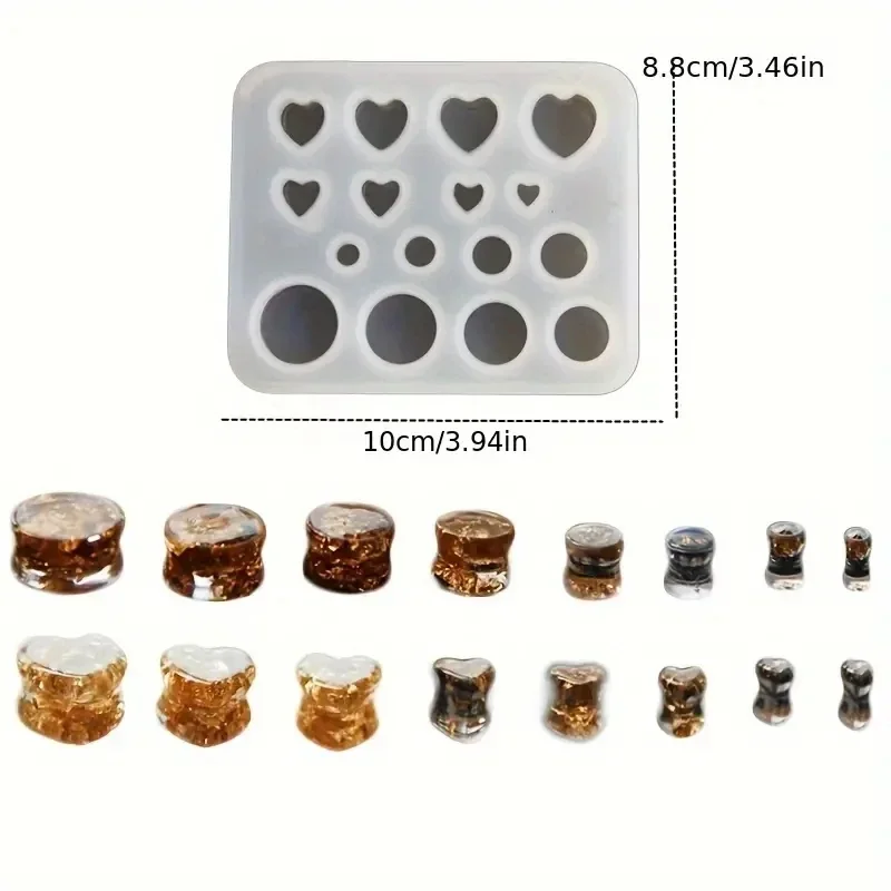 Ear Stretching Mold Silicone Jewelry Molds Round Heart Shaped Ear Expander Moulds Perfect for DIY Stretching Enthusiasts
